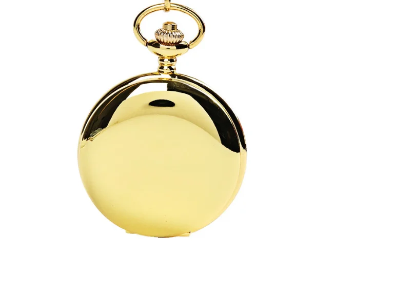 1046Smooth And Bright Fashion Retro Two-faced Pocket Watch Silver Pocket Watch With Necklace Pocket watch Two Colors To Choose