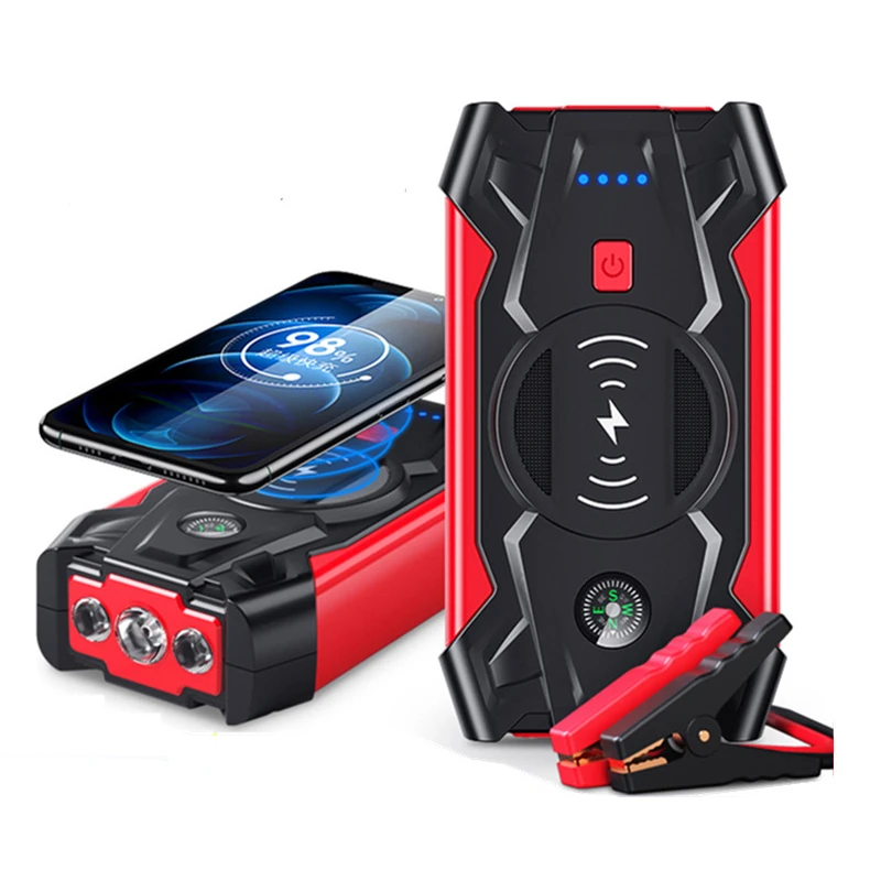 Car Jump Starter Power Bank 39800mAh Qi Wireless Charging for iPhone 12 X Samsung S21 800A Car Emergency Booster Starting Device