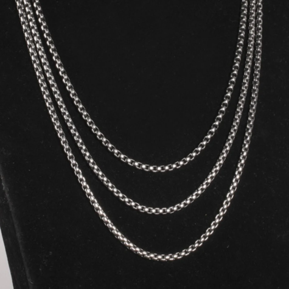 REGELIN 50/55/60/65/70cm Length 316L Stainless Steel Chain Box chain Square Pearl chain Lobster Clasps Simple Chains Necklace