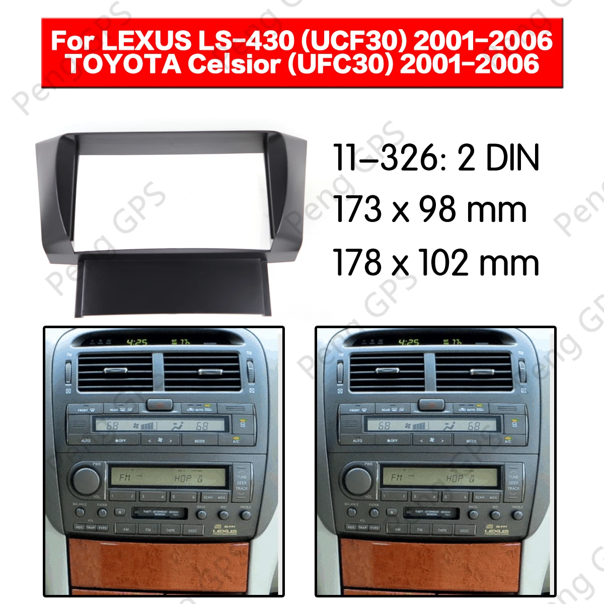 2 Din Car Radio DVD Fascia Frame Mount Refitting Kit Panel For LEXUS LS-430 (UCF30) for TOYOTA Celsior (UFC30) trim CD ABS