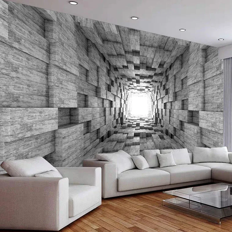 Custom Self-Adhesive Wallpaper 3D Cement Space Expansion Photo Wall Murals Living Room TV Sofa Bedroom Background Home Décor