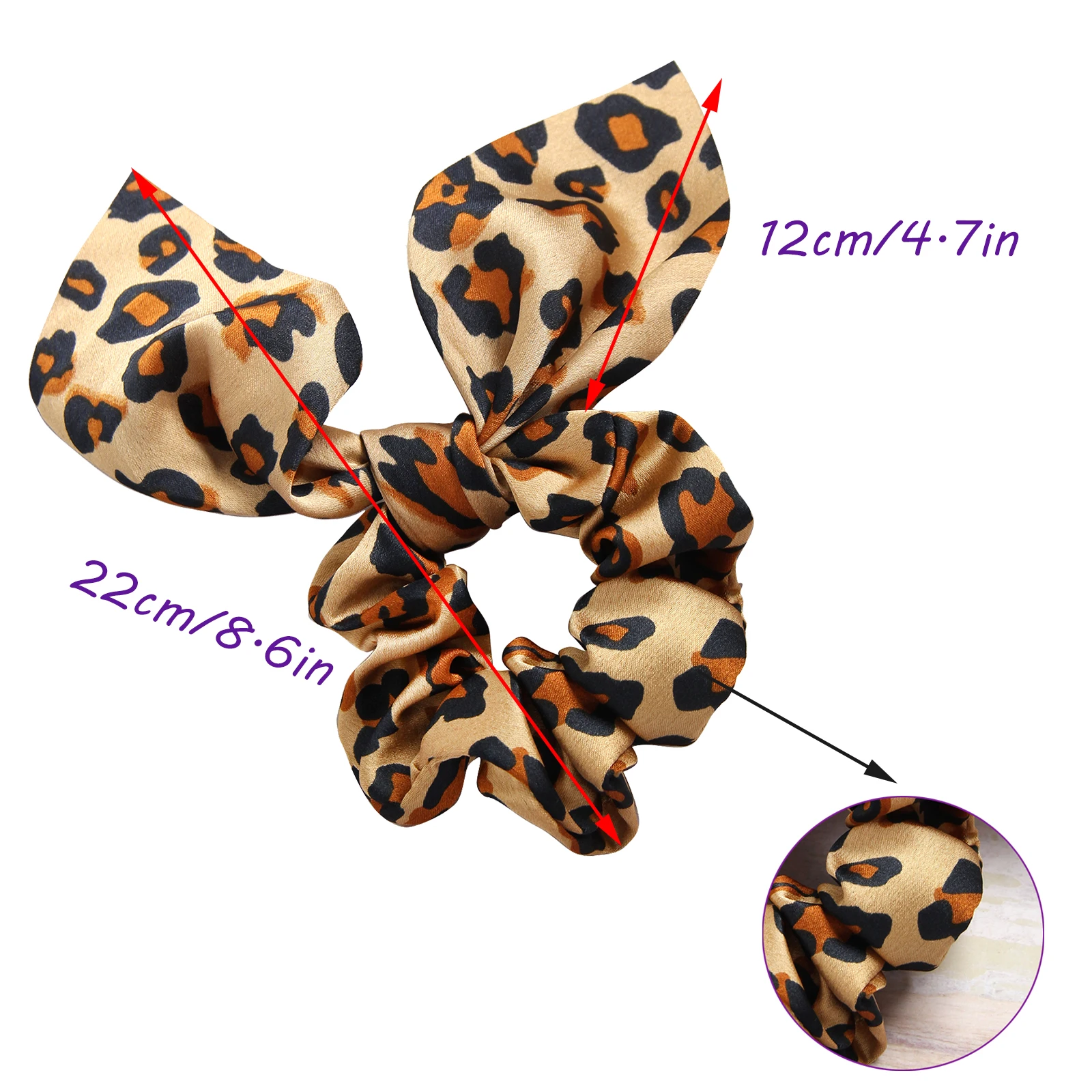 Fashion Women Girls Bowknot Elastic Hair Bands Leopard Printted  Headband Hair Ties Ponytail Holder Rabbit Ears Hair Accessorie