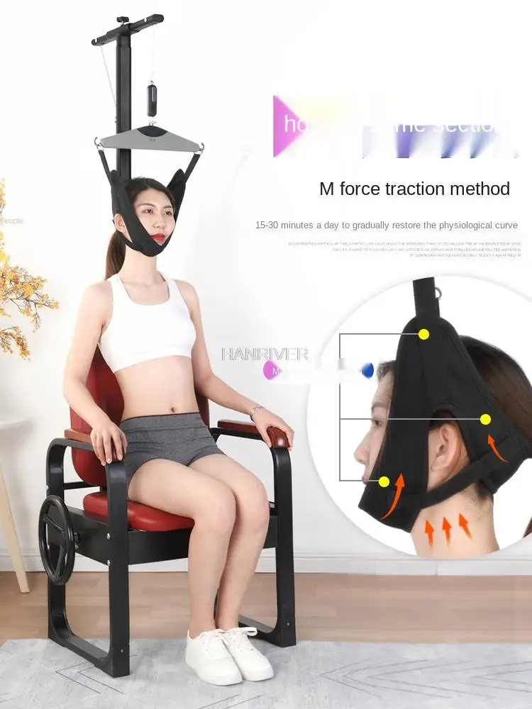 

Cervical spine retractor household neck physiotherapy with a neck straightening and stretching frame