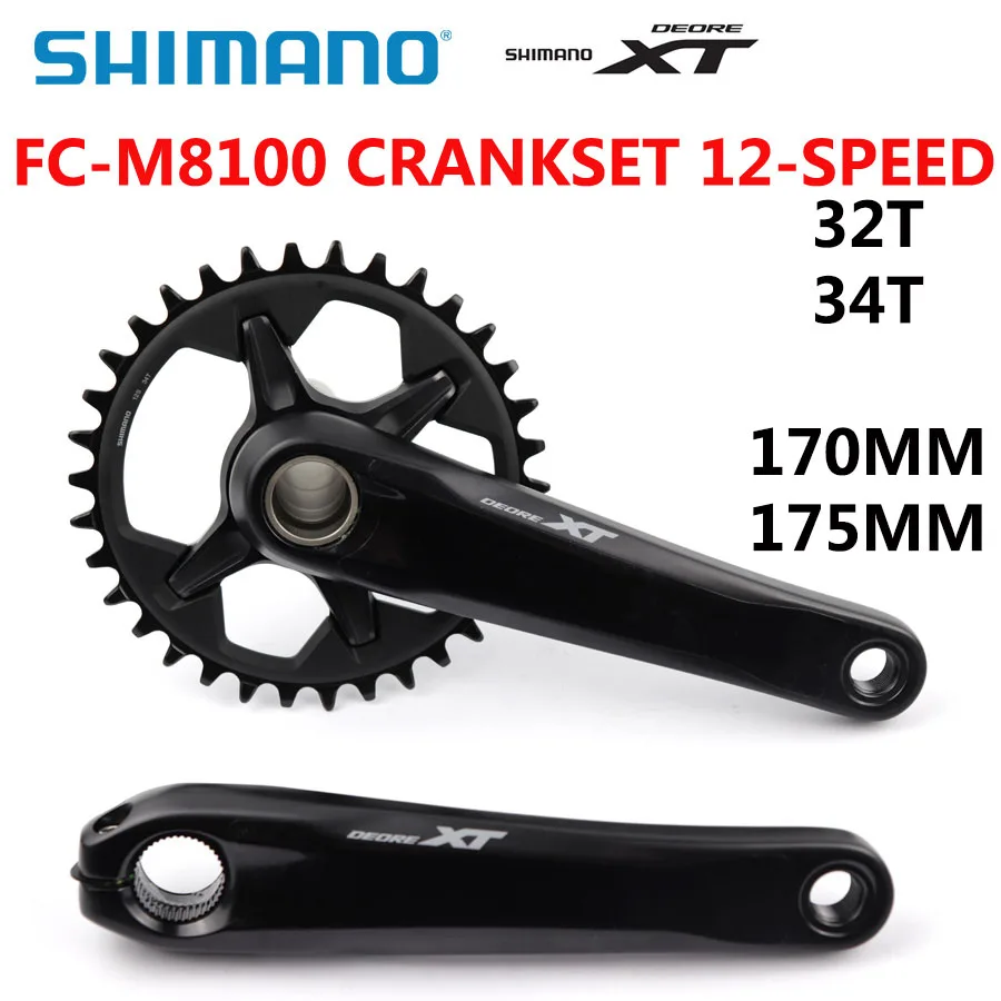 SHIMANO DEORE XT FC M8100 12 Speed Crankset MTB BIKE CRANKSET 32T 34T 36T 170 175mm HOLLOW TECH II Bicycle Crank