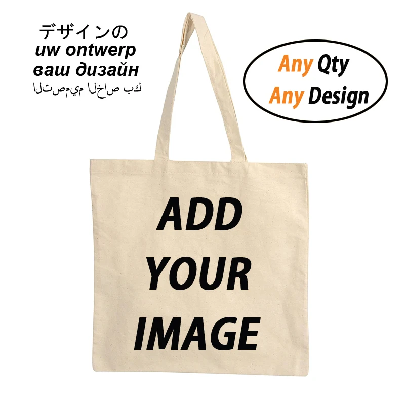 DESIGN YOUR OWN Canvas Tote Bag - Add your Picture Photo Text Print - Eco Reusable Cotton Shopping Bag  Custom Bag