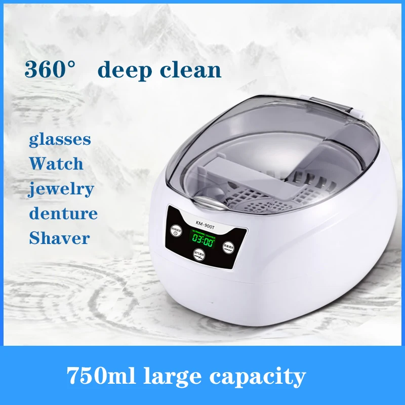 42KHz Household Ultrasonic Cleaner Ultrasonic Glasses Circuit Board Cleaner Dentures Watch Jewelry Cleaner KM-900T