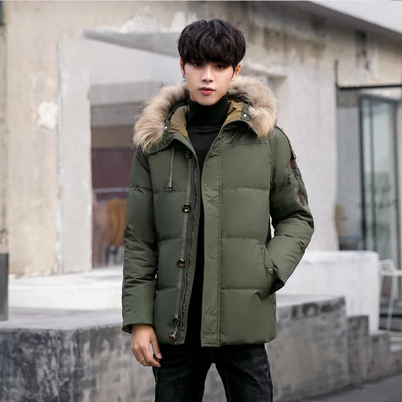 2020 Winter Coat Duck Down Jacket Men Hooded Thick Puffer Jacket Men Fur Collar Warm Parkas Down Jackets 8232 KJ2647