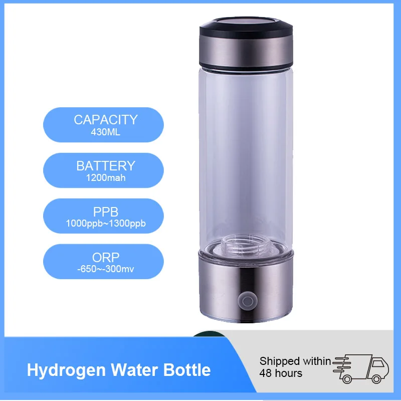 430ML SPE/PEM Hydrogen Water Generator Water Lonizer Alkaline Bottle USB Rechargeable Super Antioxidants Orp Bottle For Travel