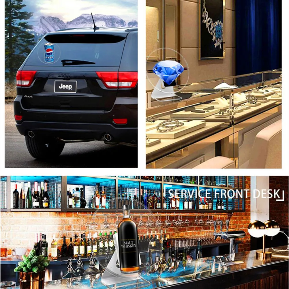 3D Projector LED Advertising Hologram Fan Mini Holographic Projection Battery Rechargeable WIFI Videos Desktop Hologram Machine