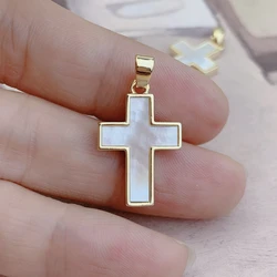 Natural White Mother of Pearl Shell Classic Cross Pendants Charms For DIY Jewelry Making Necklace Bracelet Women Accessories