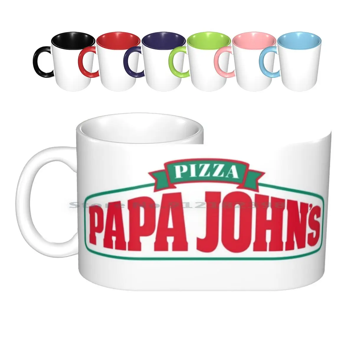 Papa Johns Logo Ceramic Mugs Coffee Cups Milk Tea Mug Papa Johns Logo Pizza Takeaway Dominos Pizza Hut Greggs Wendy S Taco Bell