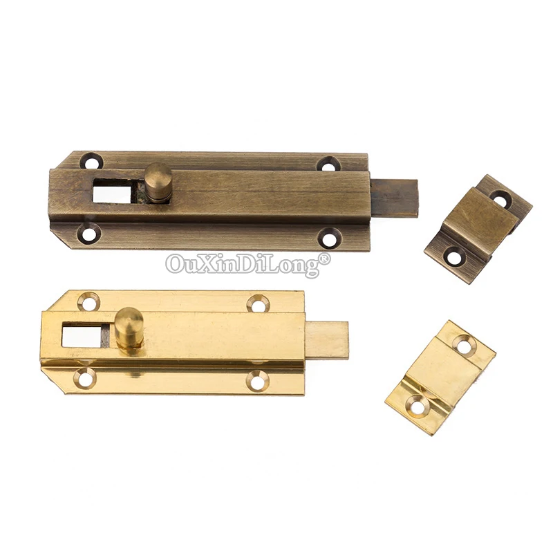 

Classic Retro 2PCS European Antique Pure Brass Door Bolts Security Gate Door Barrel Latch Hasp Locks+Screws Brass/Bronze