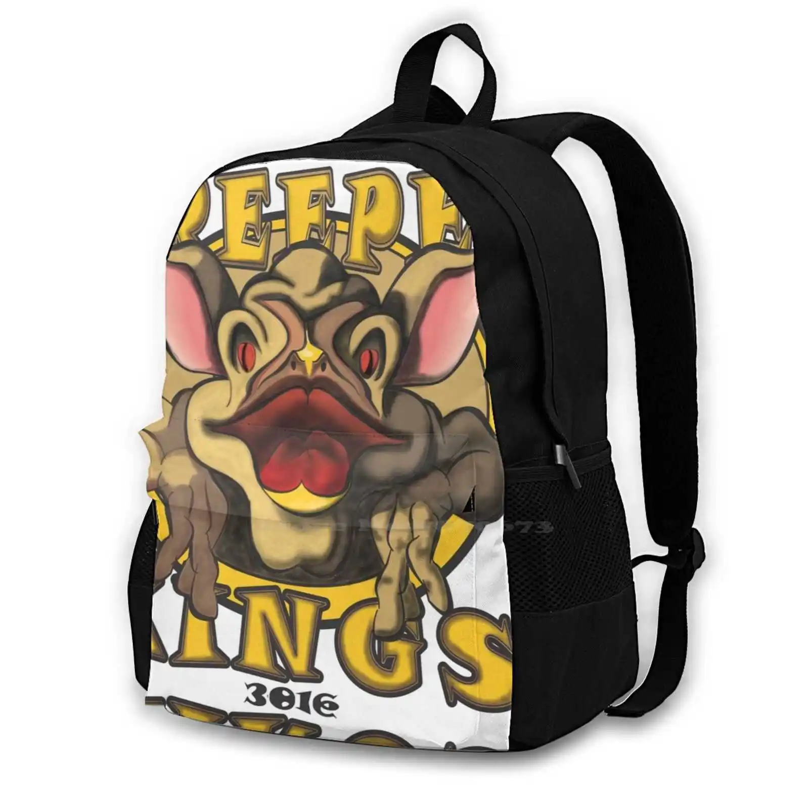 Kings-Enhanced.... School Bags Travel Laptop Backpack Goblin Creepy Kings Yellow Black Red Green Vector Art Vector Drawing