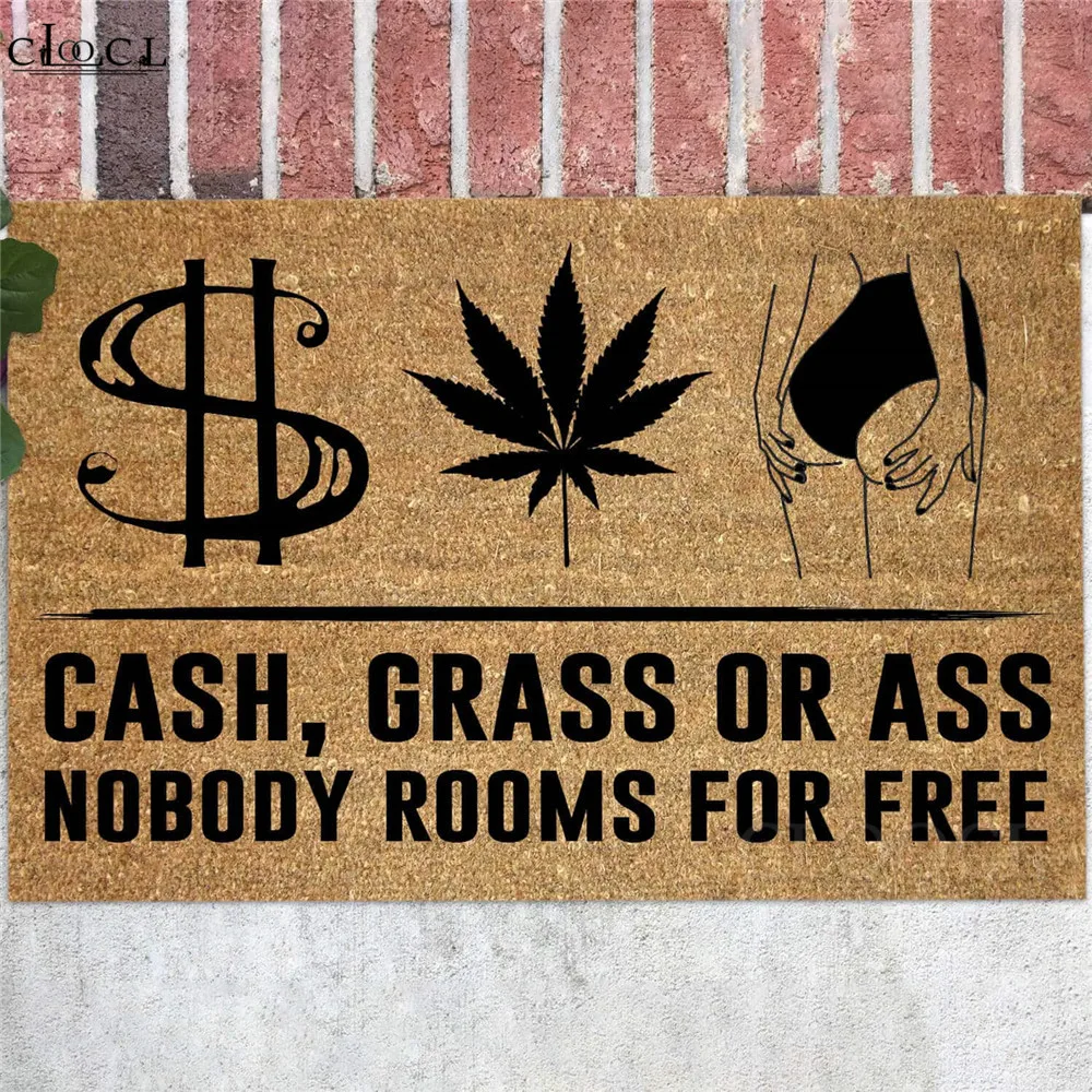 

HXFlannel Floor Mats 3D Graphic Cash Grass Or Ass Nobody Rooms For Free Doormat Indoor Carpets Kitchen Mat Fashion Carpets