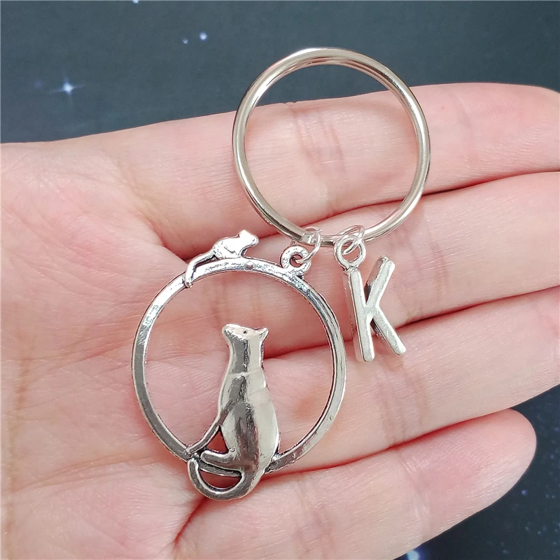 Cat Keychain, Cute Animal Gifts, Anima Keyring, Initial Keyring, Mouse Keychain, Cartoon Metal Key Chain