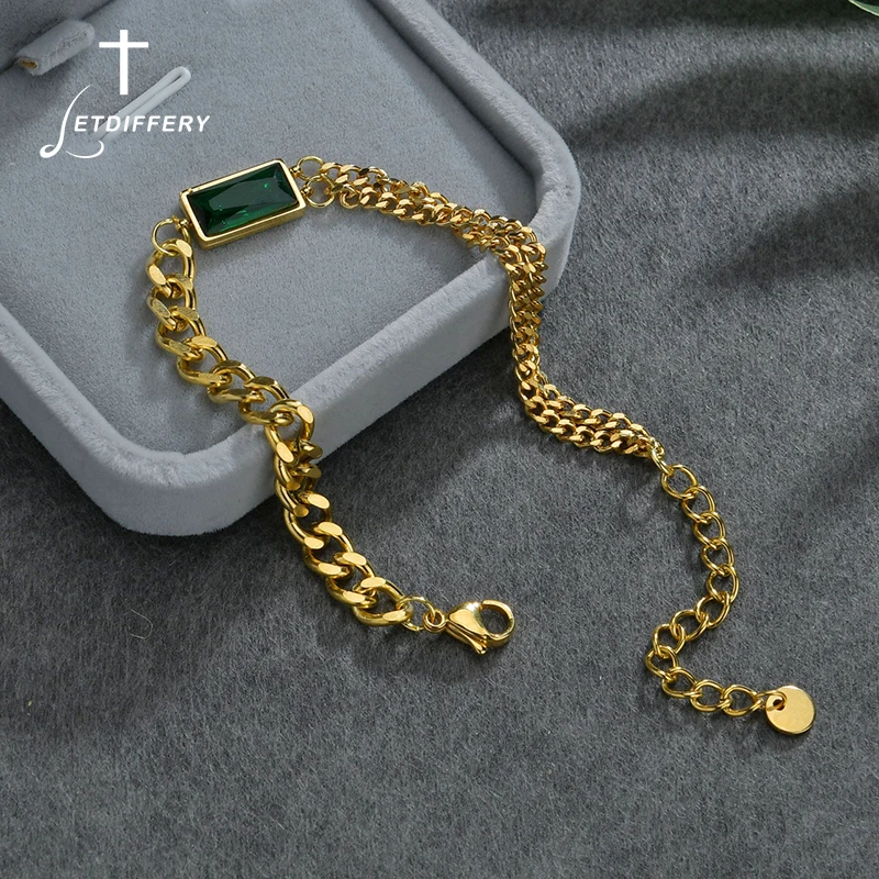 Letdiffery Luxury Greenl Women Bracelet 6mm Stainless Steel Multi-layer Chain Bracelets Wedding Jewelry Birthday Gifts