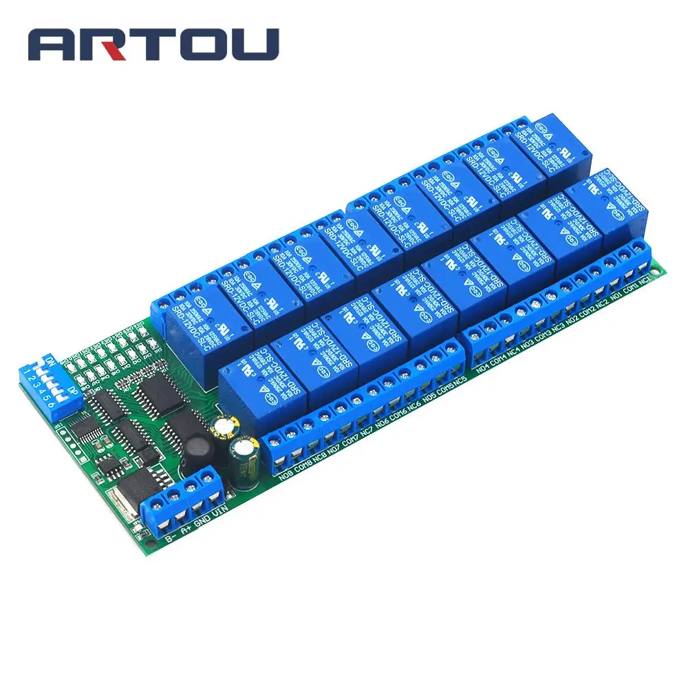 12V 16 Channel RS485 Relay Modbus RTU protocol Serial remote control switch PLC control board