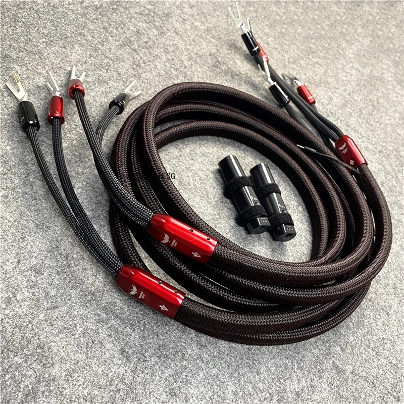 hifi PSC + PPS Silver HiFi Audio Line FireBird Bass Speaker Cable with 72V DBS Banana & Spade Plug