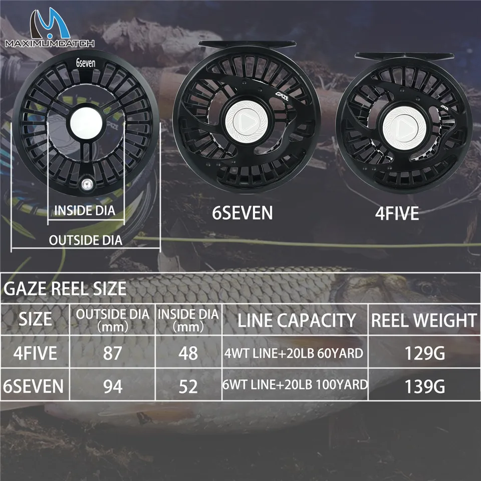 Maximumcatch GAZE 2-7wt Trout Lekki kołowrotek muchowy z wodoodpornym, uszczelnionym kołowrotkiem muchowym — zdjęcie 3