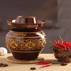 Traditional Ceramic Kimchi Jar Sichuan Chinese Pickle Jars Household Vegetables Pickling Container Pickles Sealed Storage Tank