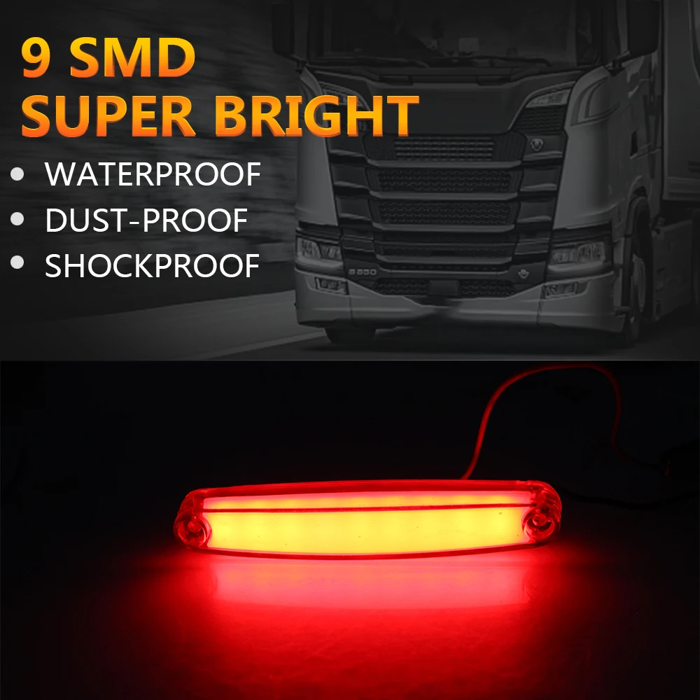 12-24V Truck Accessories Truck  Side Light Marker Lamp Waterproof Clearance Light 9 LEDs Trailer Lorry Side Marker 1 Pair