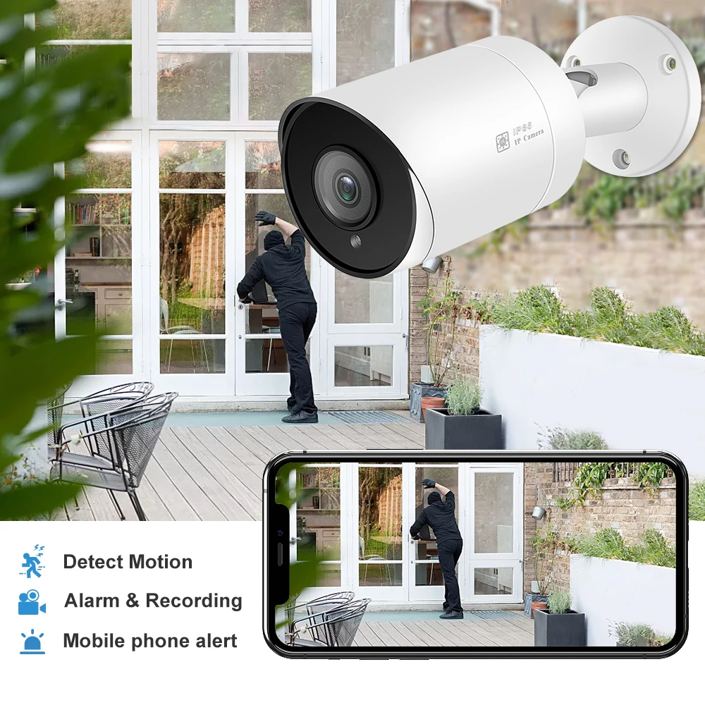 UniLook 8MP 4K Bullet POE IP Camera With SD Card Slot Outdoor Security Camera IP66 Hikvision Compatible Outdoor Security Camera