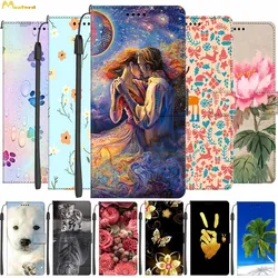Leather Flip Cases For Honor 10 Lite 10i View 10 Wallet Card Holster Phone Bags For Honor 10 Cover Luxury Cute Wolf Print Holder