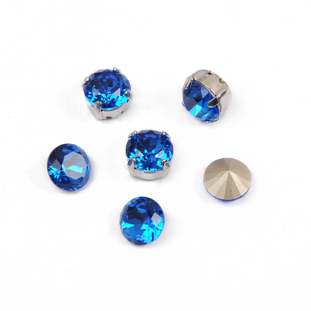 CTPA3bI 1357 Brilliant Cut Capri Blue K9 Glass Rhinestone Crystal Base Sew On Rhinestones DIY Clothing Wedding Dress Stones