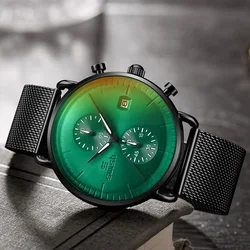 Fashion Business Mens Watches Top Brand Luxury Waterproof Chronograph Watch Men Top Dress Quartz Clock Date Relogio Masculino