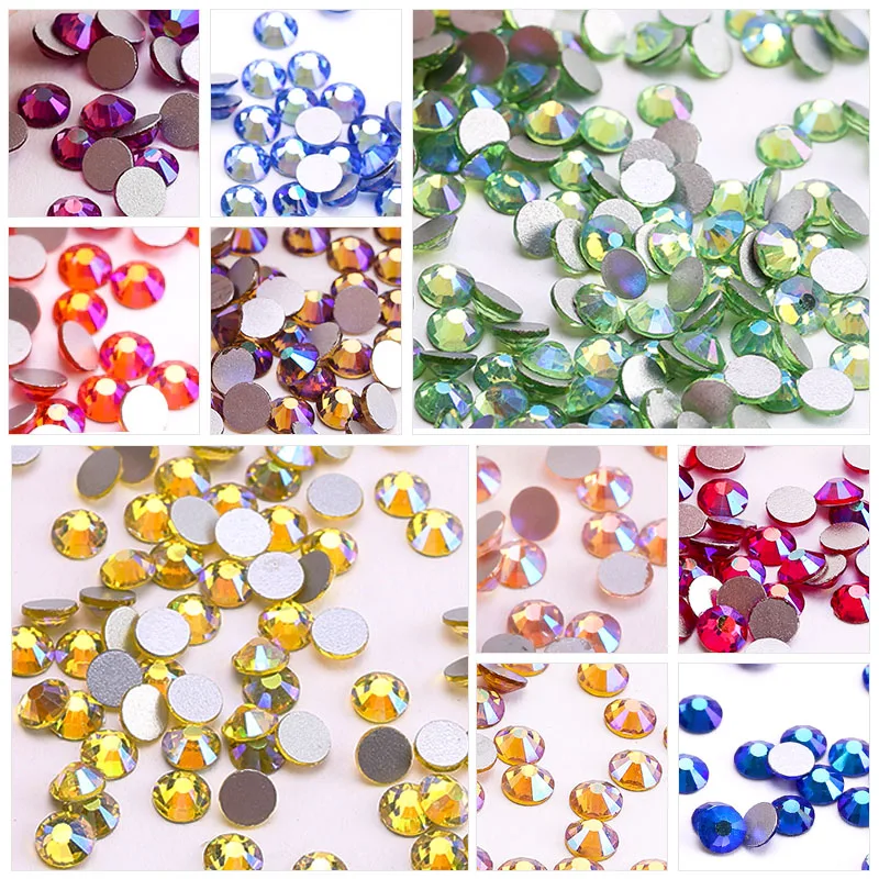 QIAO Multi-color Crystal AB Rhinestone SS4-SS30 Glitter Strass Nail Gems Glue On Diamond Stone Flatback Rhinestones Decorations