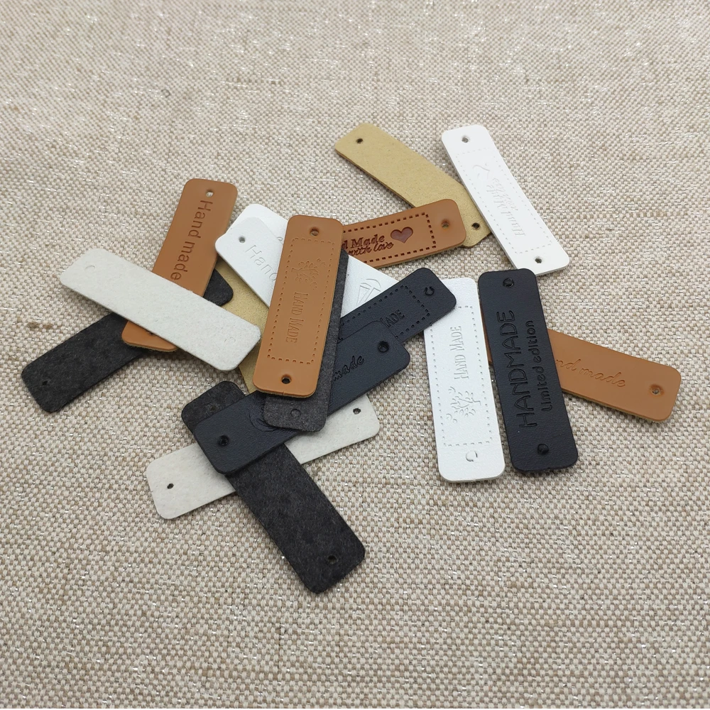 24Pcs Stock Leather Handmade Label For Clothes Hand Made Labels For Leather Handwork Sewing Tags Handmade Tag With Love