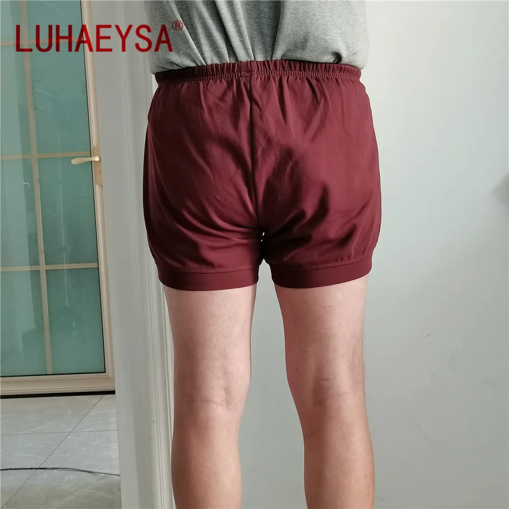 LUHAYESA – short Iyengar élastique pour homme, vêtement professionnel de bonne qualité, 95% coton, bleu marine, plus épais