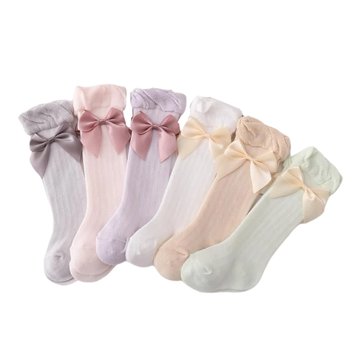 

Baby Stockings Bowknot Cotton Socks Breathable Long Tube Socks For 0-3 Years Girls