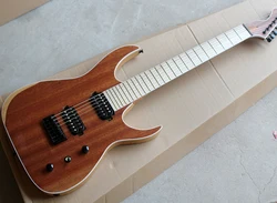 7 Strings Brown Electric Guitar with Elm Body,24 Frets,Maple Fretboard without Inlay