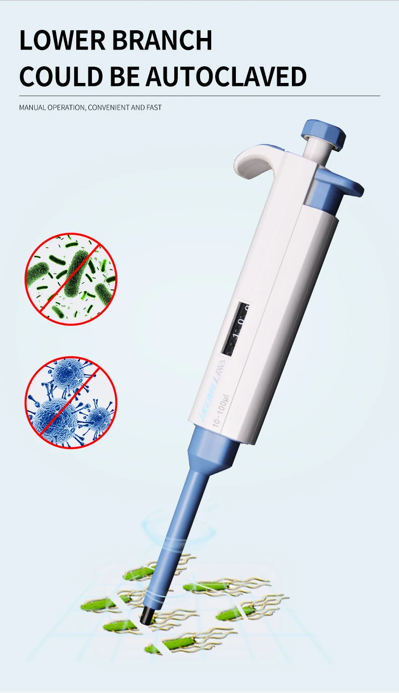 IKEME Pipette Gun Digital Adjustable Dragon Pipette Medical Supplies Pipettor with Pipette Tips Laboratory Equipment