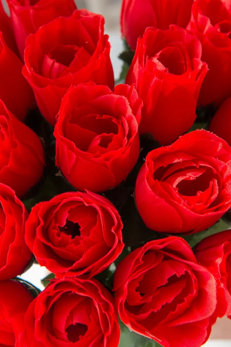 10 Stück rote Rosen, Blumenstrauß, Vase für Heimdekoration, Garten, Hochzeit, dekorative Kränze, DIY-Handarbeit, Blumenarrangement, künstliche Blumen – Detail 12