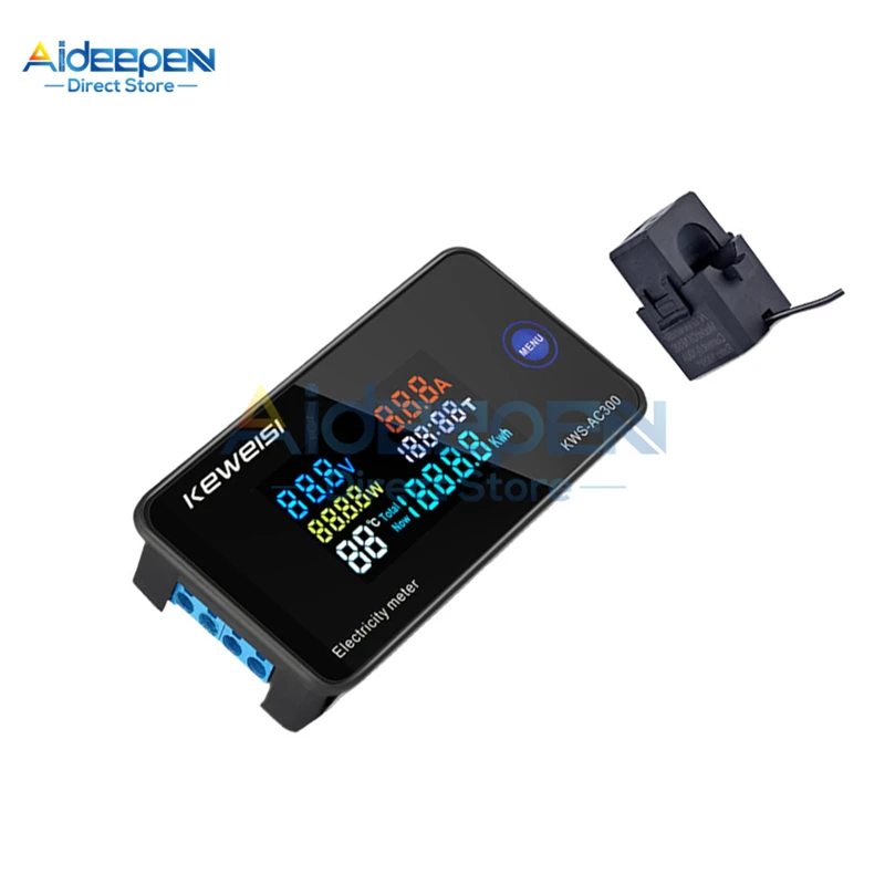 AC 50-300V DC 0-200V 10A 50A 100A Voltmeter Ammeter Power Energy Meter LED Digital AC Wattmeter Electric Meter W/ Reset Function