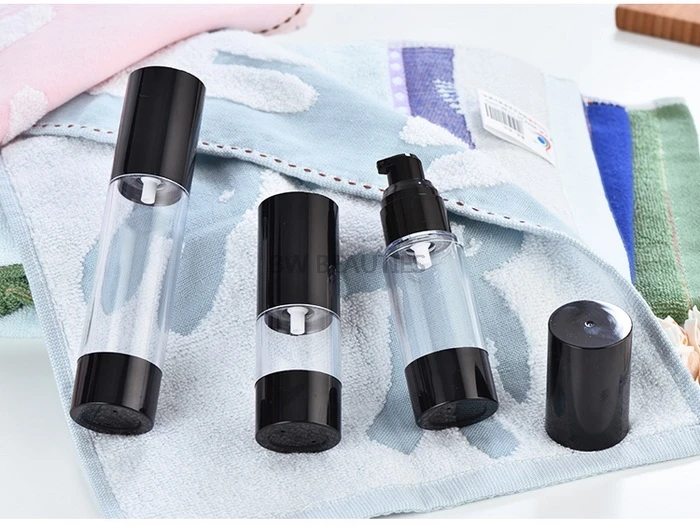 

500pcs x 15ml 30ml 50ml 80ml 100ml 120ml Empty Black Airless Pump Dispenser Bottle Refillable Lotion Cream Vacuum Spray Bottle