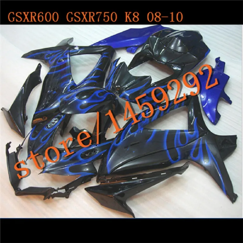 Motorcycle   Fairings Kit Fit For gsxr600/750 2006-2007 GSX600 750 2006  2007   black  glue flames  white Bodywork   Fairing  S