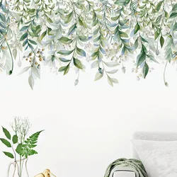 Winding Green Plant Leaves Wall Sticker Removable Living Room Background Home Decoration Wallpaper Bedroom Decor Beautify Decals