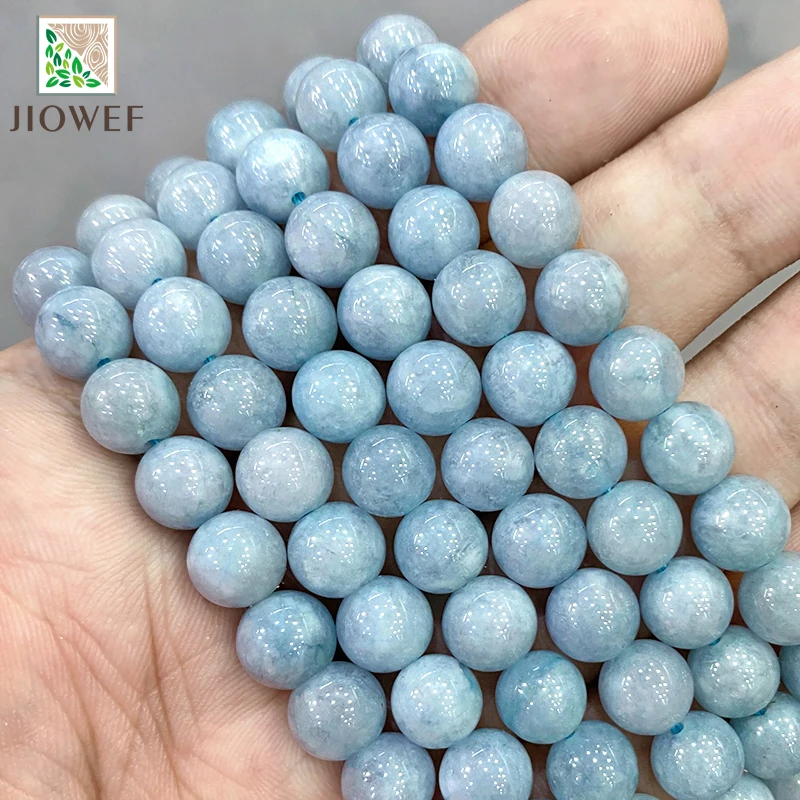 Natural Chalcedony Blue Jasper Beads Diy Bracelet Necklace Round Loose Spacers Beads for Jewelry Making 15