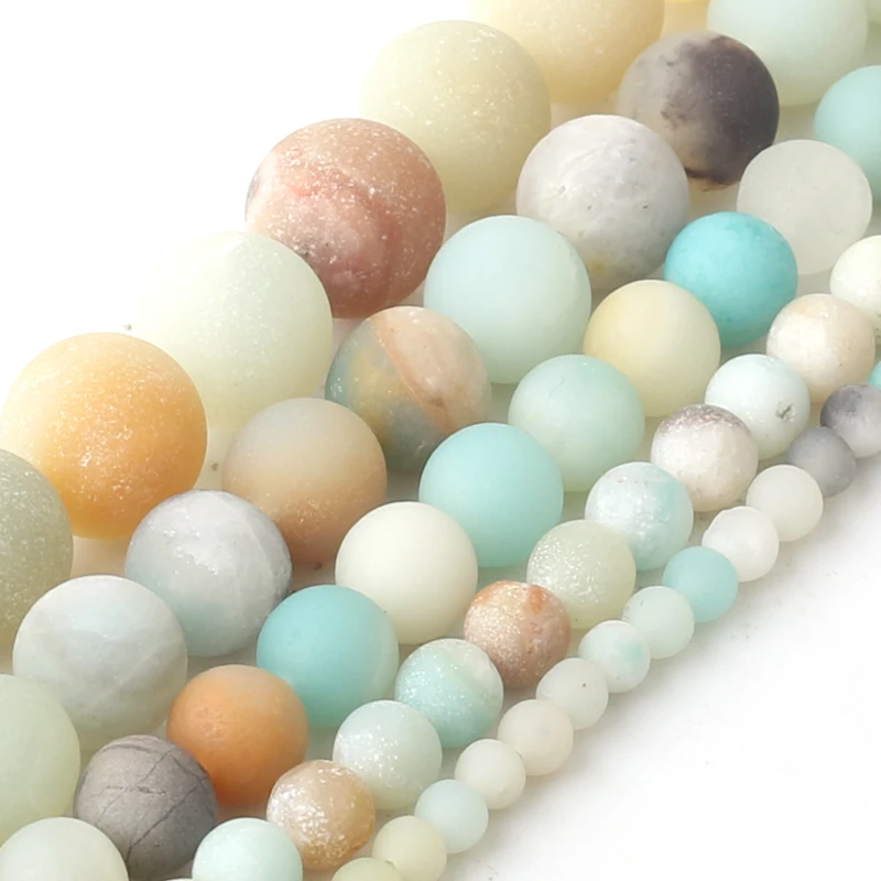 Wholesale Matte Natural Amazonite Stone Beads Round Loose Frosted Beads For Jewelry Making DIY Bracelets 4 6 8 10 12mm