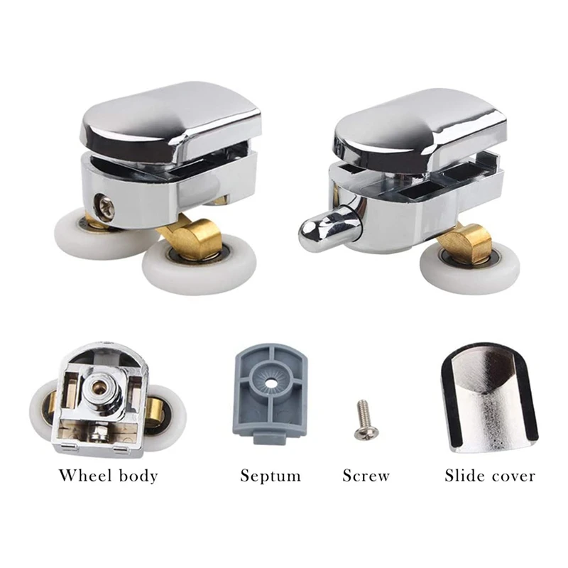 4Pcs 23mm Shower Door Rollers Sliding Shower Doors Wheels Replacement Roller Runner Wheel (2 Top & 2 Bottom )