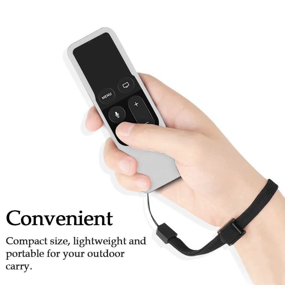 Vococal Silicone Case Cover Protective Skin Sleeve with Lanyard Strap for Apple TV 4th Generation 4 Gen Siri Remote Controller