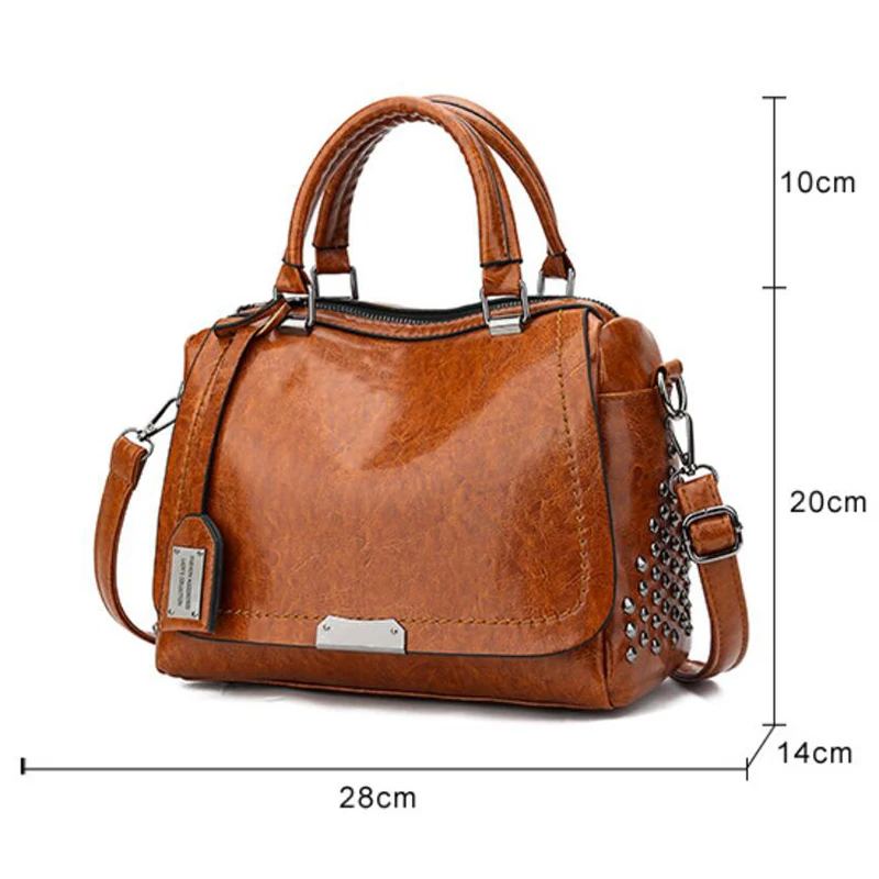 Vintage Rivet Handbags PU Leather Women Bag Sequined Shoulder Bag Designer Women Leather Handbags Luxury Ladies HandBag