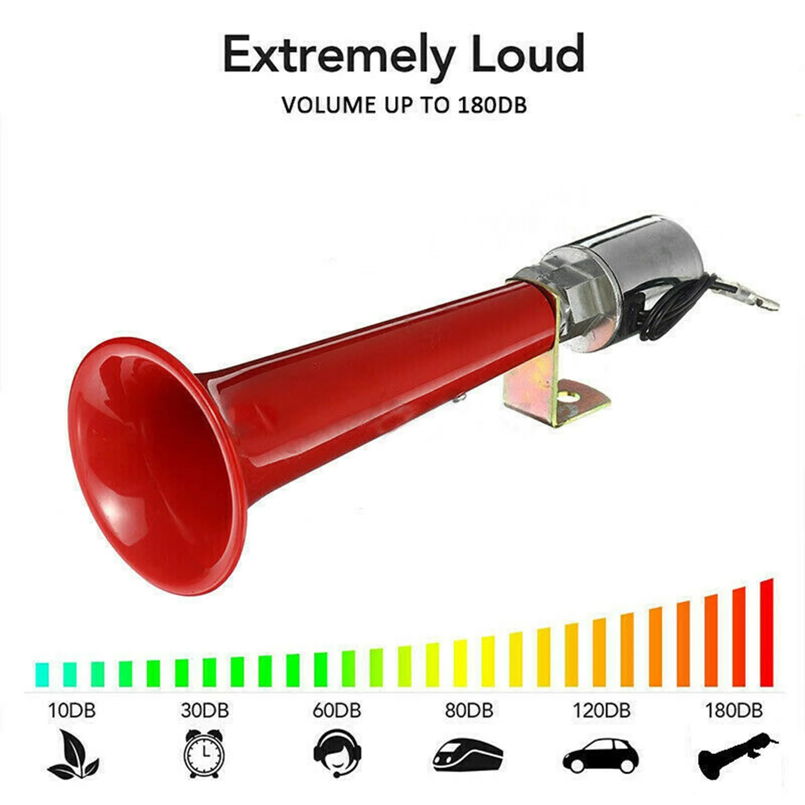 180db Car Air Horn Train Horns Single Trumpet for Any 12V / 24 V Car Vehicles Trucks SUV Loud Single Speaker Motorcycle Airhorns