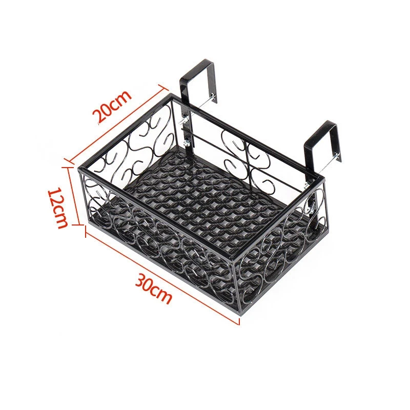 Hanging Rack Flower Pot Organizer Storage Basket Rack Closet Holders Balcony Rail Planter Shelf Fence Railing Flower Pots Holder