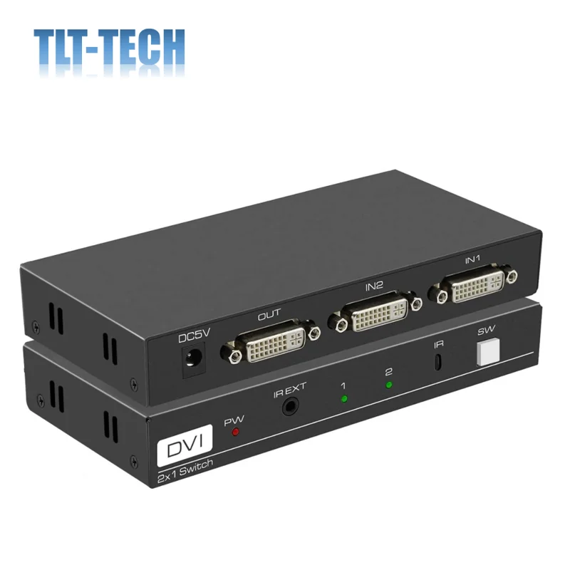 DVI Switch 2 in 1 Out 4K DVI 2 Port Switcher with IR Remote Control DVI 2x1 Support 4096x2160@30Hz DVI Selector for PC Laptop