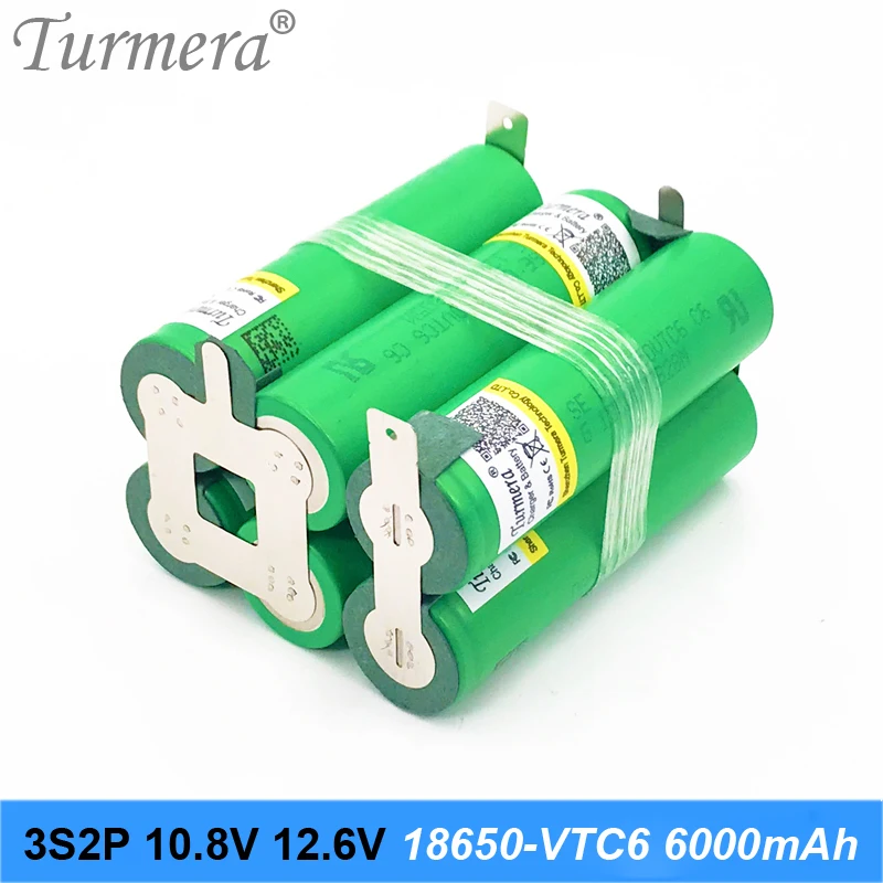 Turmera – batterie pour tournevis, personnalisable, 3S 12.6V 4s 16.8V 5s 21V 18650 VTC6, 3000mah 6000mAh, 30a