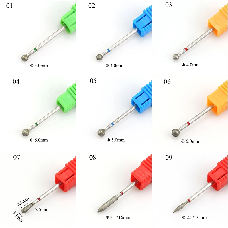 14 Type Diamond Nail Drill Rotary Bit Milling Cutter Eletric Manicure Machine Files Polish Burr Cuticle Clean Accessory Tools